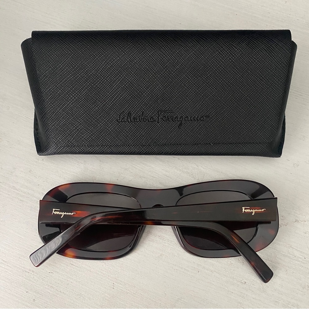 Salvatore Ferragamo Tortoise Rectangle Sunglasses - Picture 2 of 2